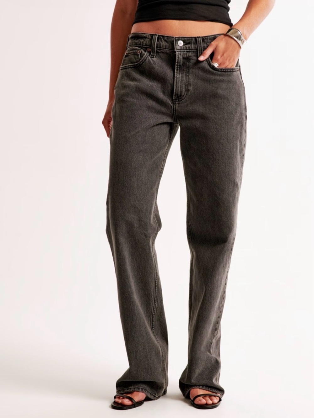 ABERCROMBIE Straight Leg Black Wash Jeans
